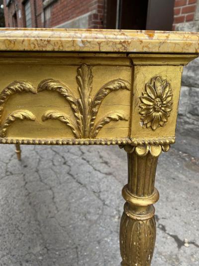 RARE GILTWOOD ADAM PERIOD DEMI LUNE CONSOLE TABLE WITH SIENNA MARBLE TOP