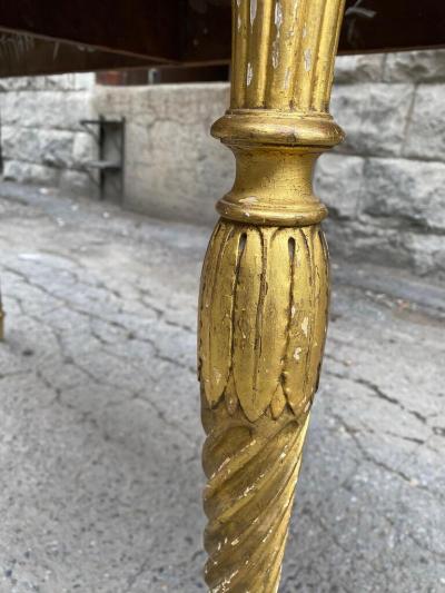 RARE GILTWOOD ADAM PERIOD DEMI LUNE CONSOLE TABLE WITH SIENNA MARBLE TOP