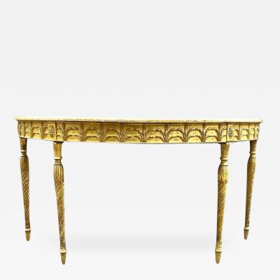 RARE GILTWOOD ADAM PERIOD DEMI LUNE CONSOLE TABLE WITH SIENNA MARBLE TOP