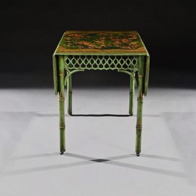 RARE GREEN JAPANNED PEMBROKE TABLE