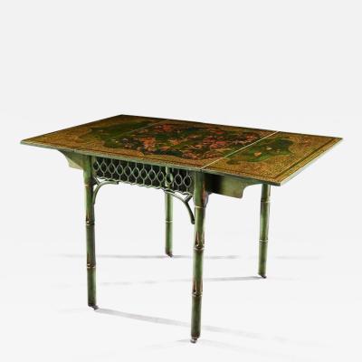 RARE GREEN JAPANNED PEMBROKE TABLE