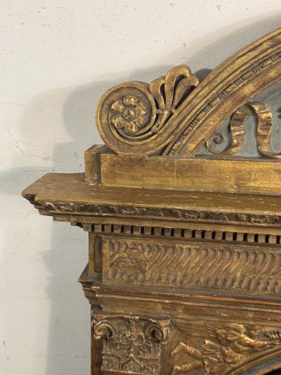 RARE GUSTAVIAN CARVED GILT WOOD EAGLE CREST CORINTHIAN COLUMN MIRROR