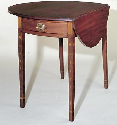 RARE HEPPLEWHITE BELLFLOWER INLAID PEMBROKE TABLE