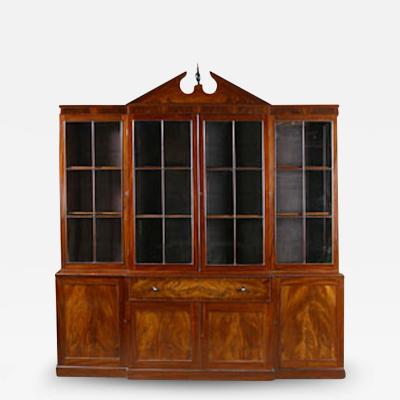 RARE HEPPLEWHITE BREAKFRONT BOOKCASE