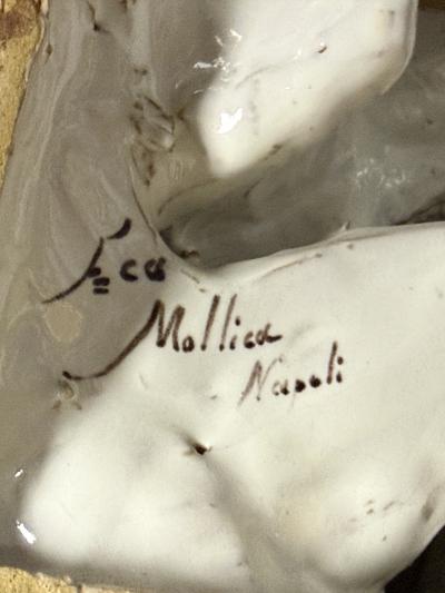 RARE ITALIAN CERAMIC PAIR OF CHERUB ANGEL SEALIFE BIRDS WALL SHELF SCONCES