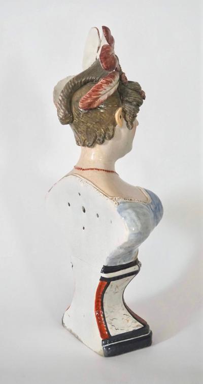 RARE Large Staffordshire Portrait Bust of Queen Caroline England circa 1820