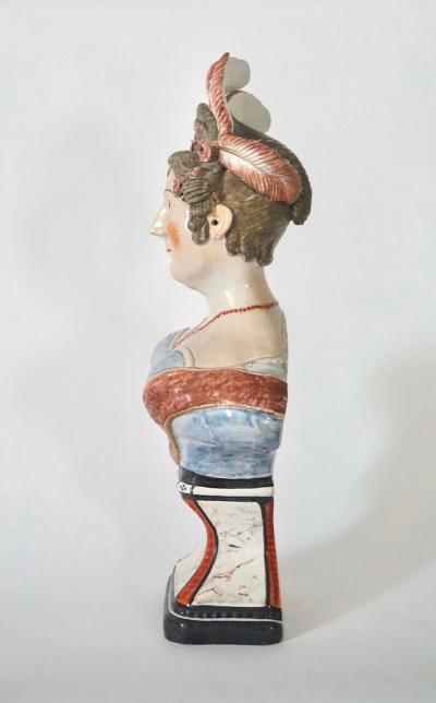 RARE Large Staffordshire Portrait Bust of Queen Caroline England circa 1820
