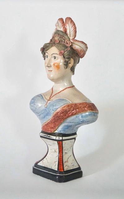 RARE Large Staffordshire Portrait Bust of Queen Caroline England circa 1820