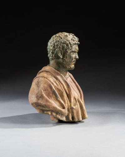 RARE PAIR OF 19TH C PORTRAIT BUSTS OF CAESARS MARCUS AURELIUS AND CARACALLA