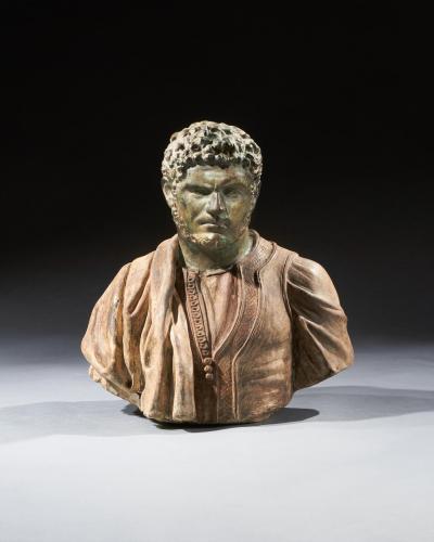 RARE PAIR OF 19TH C PORTRAIT BUSTS OF CAESARS MARCUS AURELIUS AND CARACALLA