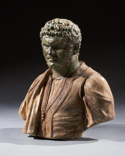 RARE PAIR OF 19TH C PORTRAIT BUSTS OF CAESARS MARCUS AURELIUS AND CARACALLA