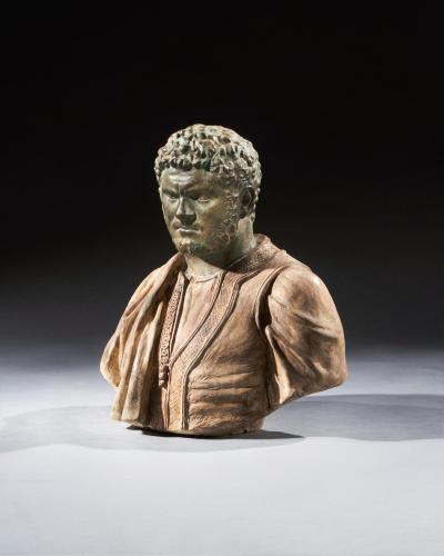 RARE PAIR OF 19TH C PORTRAIT BUSTS OF CAESARS MARCUS AURELIUS AND CARACALLA