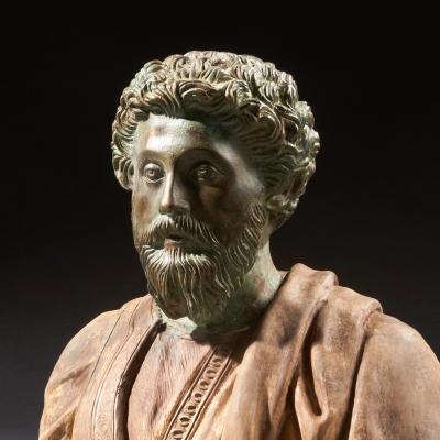 RARE PAIR OF 19TH C PORTRAIT BUSTS OF CAESARS MARCUS AURELIUS AND CARACALLA