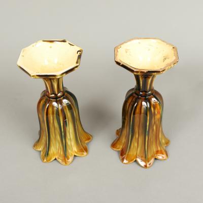 RARE PAIR OF BENNINGTON TULIP VASES