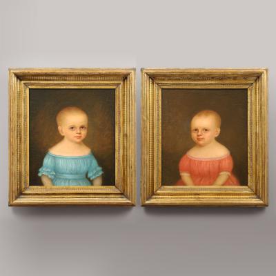 RARE PAIR OF PORTRAITS SIBLINGS