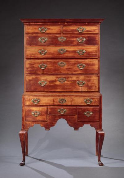 RARE QUEEN ANNE SLIPPER FOOT FLAT TOP HIGHBOY