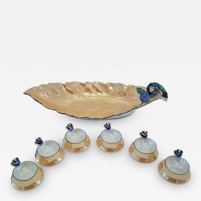 RARE Vintage Noritake Lusterware Platter and 6 Salts
