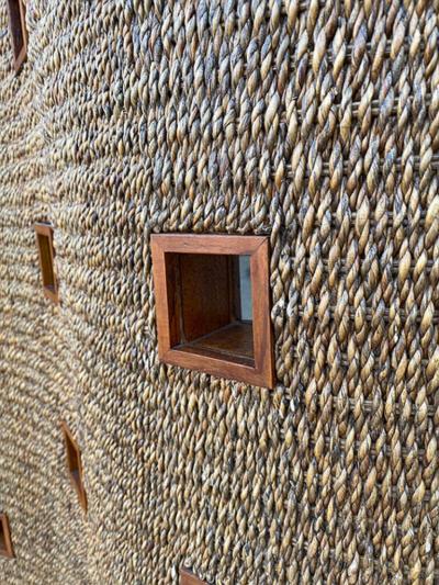 RARE WATER HYACINTHS AND TEAK SCREEN ROOM DIVIDER