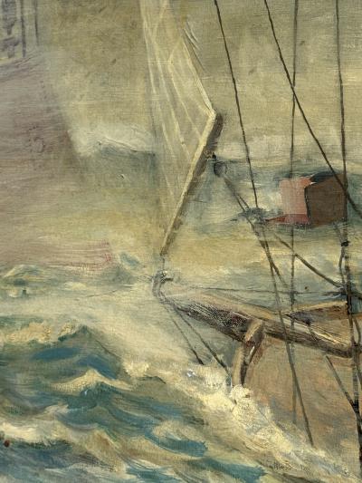 ROBERT GOSS BOWEN MONUMENTAL SEASCAPE PAINTING TITLED FOG BREAK BY ROBERT GOSS BOWEN 1968