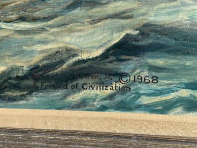 ROBERT GOSS BOWEN MONUMENTAL SEASCAPE PAINTING TITLED FOG BREAK BY ROBERT GOSS BOWEN 1968