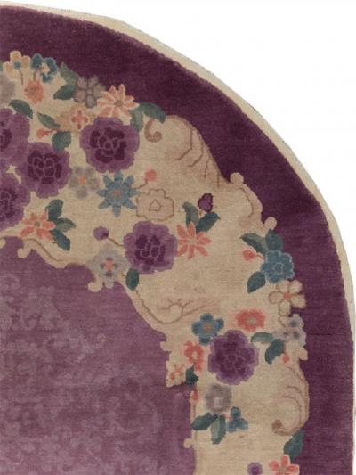 ROUND OVAL VINTAGE CHINESE ART DECO ACCENT RUG