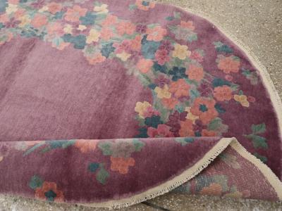 ROUND OVAL VINTAGE CHINESE ART DECO ACCENT RUG