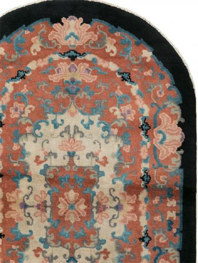 ROUND OVAL VINTAGE CHINESE ART DECO ACCENT RUG