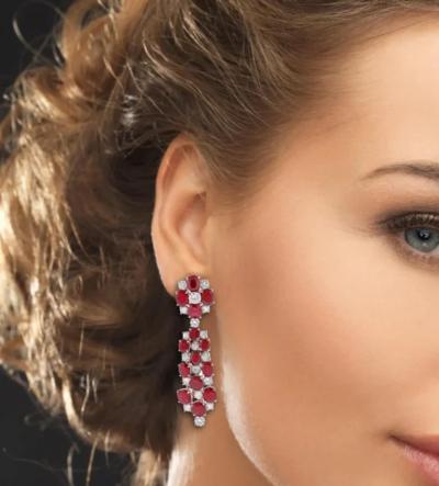 RUBY AND DIAMOND CHANDELIER DROP EARRINGS