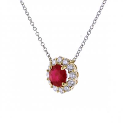 RUBY AND DIAMOND PENDANT NECKLACE