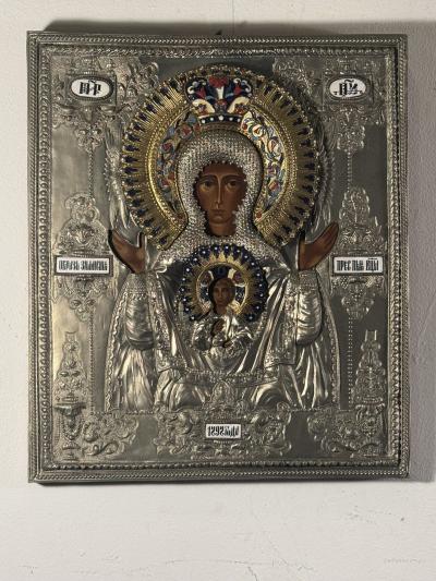 RUSSIAN ORTHODOX ENAMELED METAL ICON