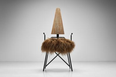 Rach Finazzi Pair of Dining Chairs with Sheepskin Seats by Rach Finazzi Italy 1980s