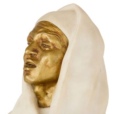 Rachel Hautot Marble and gilt bronze Orientalist sculpture by Hautot