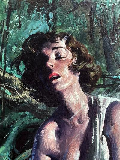 Rafael DeSoto Pulp Magazine Sexy Woman in a Swamp Storm Hispanic Artist Mid Century