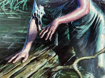 Rafael DeSoto Pulp Magazine Sexy Woman in a Swamp Storm Hispanic Artist Mid Century