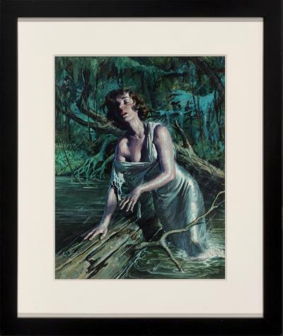 Rafael DeSoto Pulp Magazine Sexy Woman in a Swamp Storm Hispanic Artist Mid Century