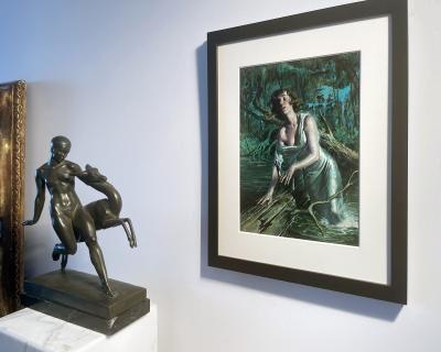 Rafael DeSoto Pulp Magazine Sexy Woman in a Swamp Storm Hispanic Artist Mid Century