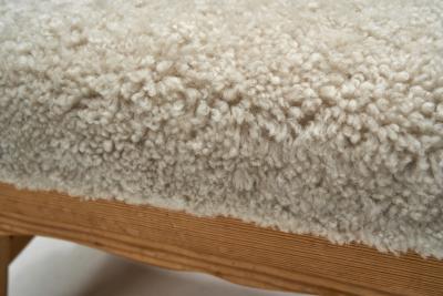 Ragnvald Krogen s Pair of Stools by Krogen s with Sheepskin Seats Norway 20th Century