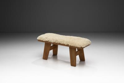 Ragnvald Krogen s Pinewood Bench with Upholstered Seat by Krogen s Norway 1960s