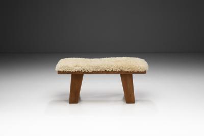 Ragnvald Krogen s Pinewood Bench with Upholstered Seat by Krogen s Norway 1960s