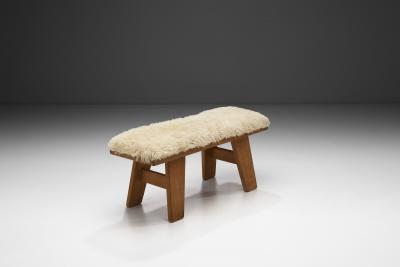 Ragnvald Krogen s Pinewood Bench with Upholstered Seat by Krogen s Norway 1960s