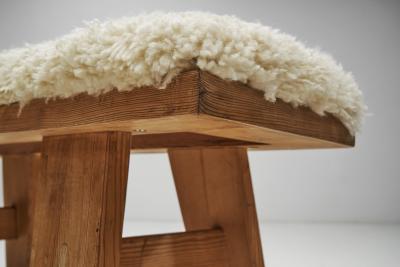 Ragnvald Krogen s Pinewood Bench with Upholstered Seat by Krogen s Norway 1960s