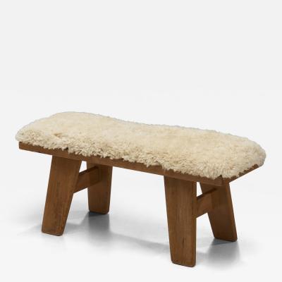 Ragnvald Krogen s Pinewood Bench with Upholstered Seat by Krogen s Norway 1960s