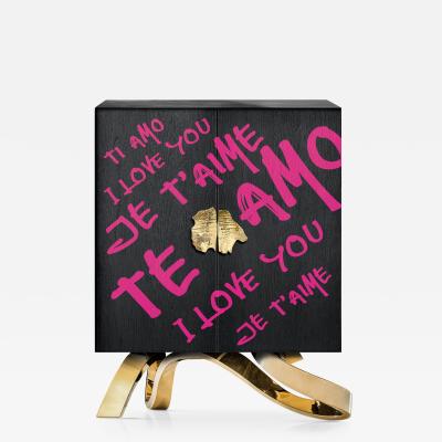 Railis Kotlevs Contemporary I LOVE YOU cupboard Black Gold Pink by Railis Design