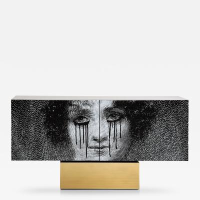 Railis Kotlevs Contemporary Teardrop Sideboard in Black Ash Brushed Brass by Railis Design