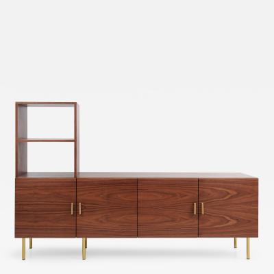 Railis Kotlevs Mid Century Modern Reykjavik Cupboard in Walnut and Brass