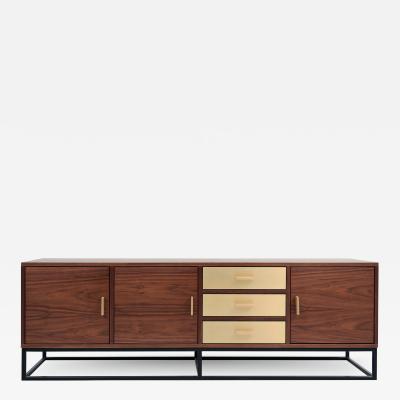 Railis Kotlevs Mid Century Modern Reykjavik Sideboard in Walnut and Brass