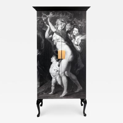 Railis Kotlevs Victorian Silenus Wardrobe Black oak veneer Brass by Railis Design