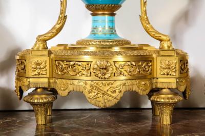 Raingo Fr res Exceptional French Ormolu Mounted Turquoise Jeweled Sevres Porcelain Clock Set