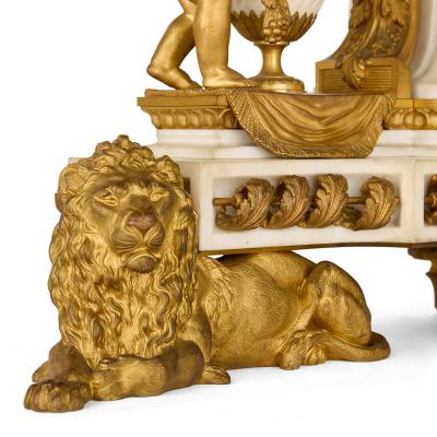 Raingo Fr res Grand ormolu and marble clock set by Raingo Fr res and Salmson