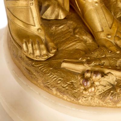 Raingo Fr res Grand ormolu and marble clock set by Raingo Fr res and Salmson